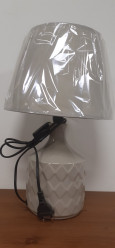 Lampa keramická šedá s béžovým tienidlom