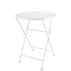Skládací stolek kulatý bílý