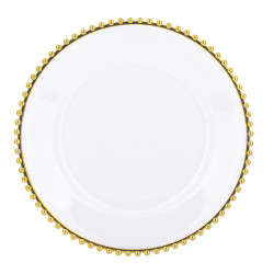 Dekoratívny plastový tanier so zlatým okrajom