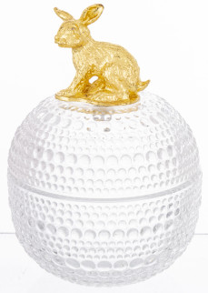 detail Skleněná dóza se zlatým zajíčkem na víčku GD DESIGN