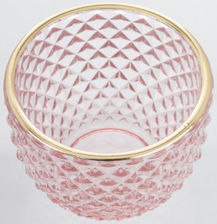 detail Skleněná dóza ve tvaru vejce růžové rýhované GD DESIGN