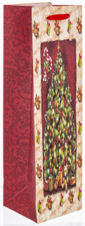 detail Vianočná darčeková taška na fľašu so stromčekom GD DESIGN
