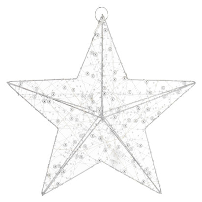 Dekorácia strieborná hviezda s LED osvetlením