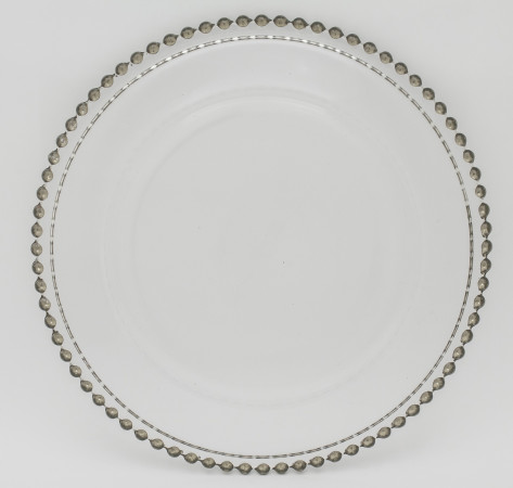 detail Sklenený tanier so strieborným detailom GD DESIGN
