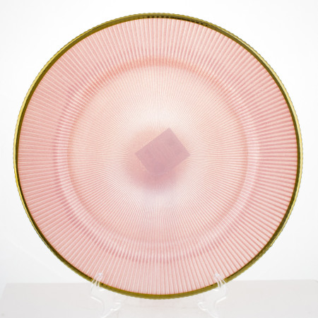 detail Ružový sklenený sklenený tanier so zlatým lemom GD DESIGN