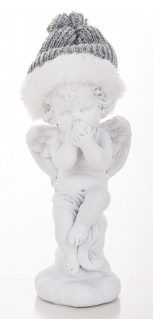 detail Vánoční figurka anděl s šedou čepičkou GD DESIGN