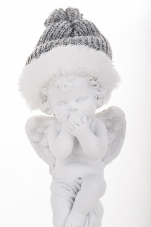 detail Vánoční figurka anděl s šedou čepičkou GD DESIGN