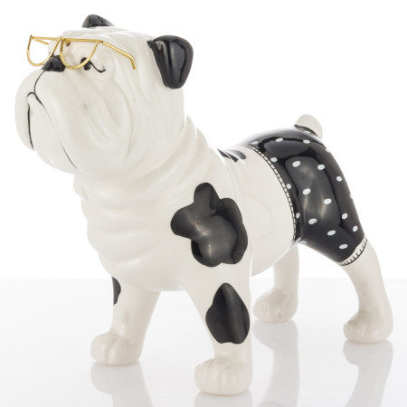 detail Bielo-čierny pes s okuliarmi GD DESIGN