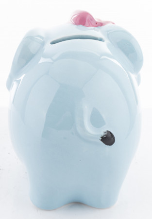 detail Pokladnička modrý slon s mašľou GD DESIGN
