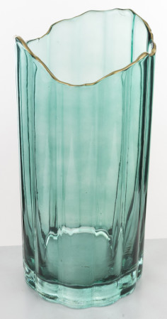 detail Zelená váza so zlatým okrajom 25 cm GD DESIGN
