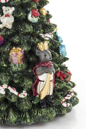 detail Vianočná dekorácia otáčajúci sa stromček s hracou skrinkou GD DESIGN