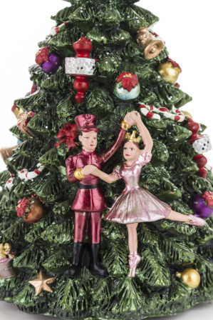 detail Vianočná dekorácia otáčajúci sa stromček s hracou skrinkou GD DESIGN