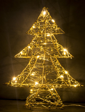 detail Dekorácia zlatý stromček s LED osvetlením GD DESIGN