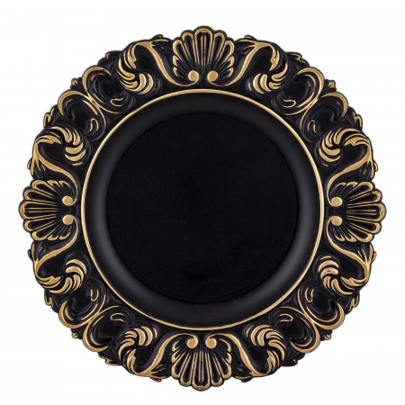 detail Dekoračný plastový tanier čiernozlatý GD DESIGN