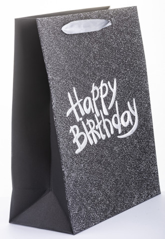 detail Čierna darčeková taška Happy Birthday GD DESIGN