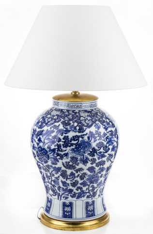 detail Veľká lampa s modrými kvetmi GD DESIGN