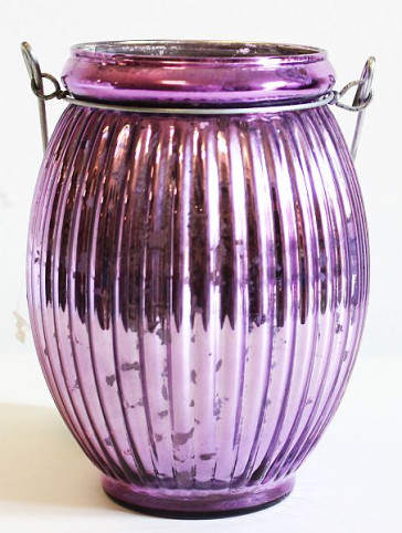 detail Farebný sklenený svietnik fialový GD DESIGN