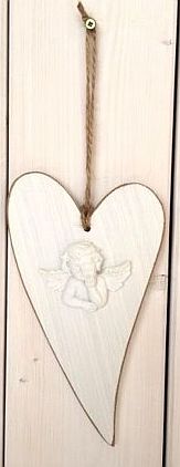 detail Srdce drevené s anjelom 13,5x25 cm GD DESIGN