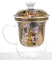 náhled Sklenený hrnček s porcelánovým sitkom Gustav Klimt GD DESIGN