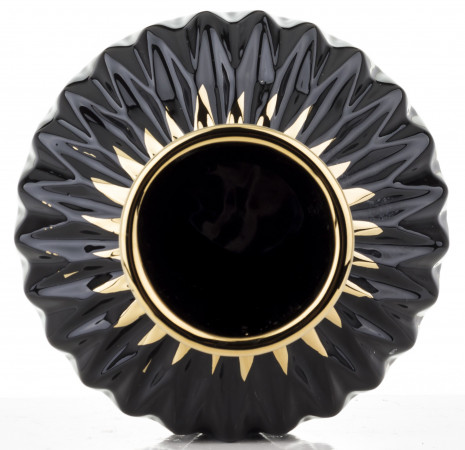 detail Černá keramická váza se zlatým hrdlem GD DESIGN