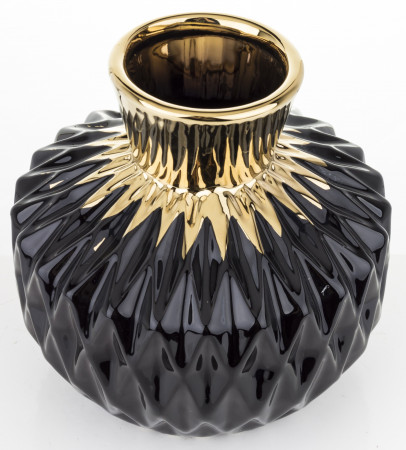 detail Černá keramická váza se zlatým hrdlem GD DESIGN