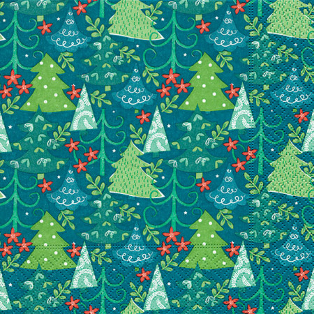 detail Vianočné servítky s drobnými stromčekmi GD DESIGN