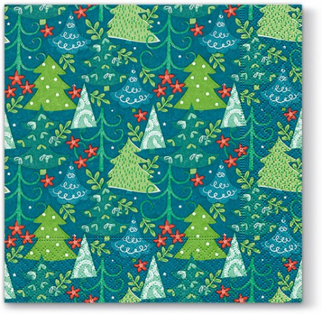 detail Vianočné servítky s drobnými stromčekmi GD DESIGN