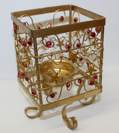 detail 14x9 cm zlatý svícen na čajovou svíčku GD DESIGN