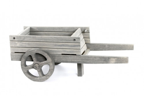 Dekoračný vozíček na záhradu sivý