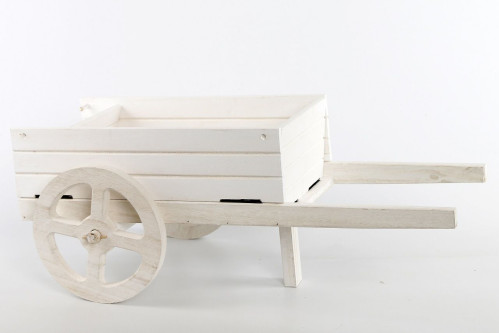 Biely dekoračný vozík na záhradu