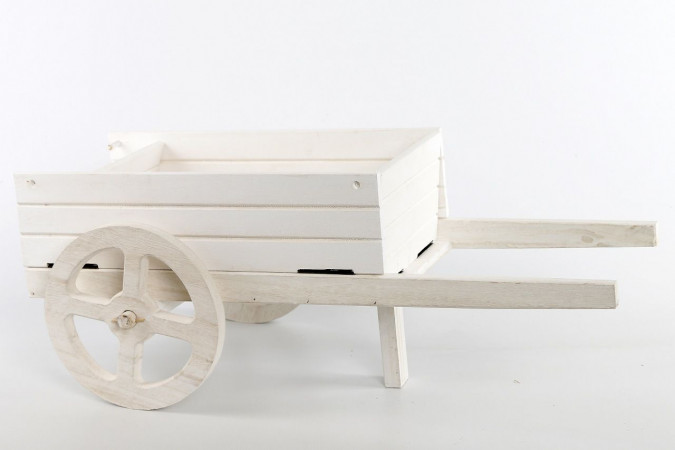 detail Biely dekoračné vozík na záhradu GD DESIGN