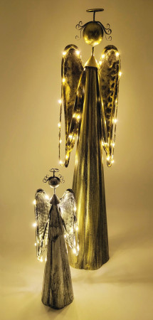 detail Kovový anjel svietiaci 23 cm strieborný GD DESIGN