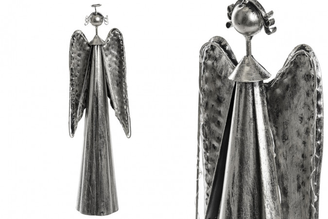 detail Kovový anděl svítící 39 cm stříbrný GD DESIGN