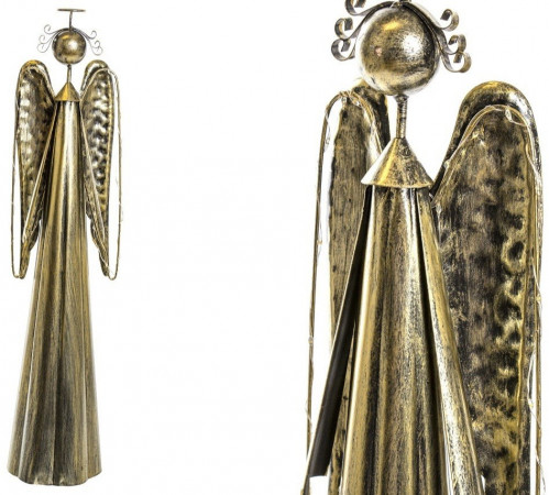 Kovový anjel svietiaci 55 cm zlatý