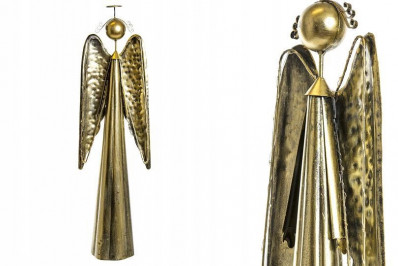 Kovový anděl svítící 68 cm zlatý