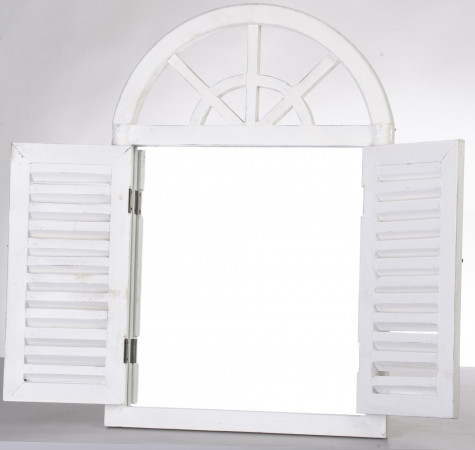 detail Biele drevené zrkadlo okenice GD DESIGN