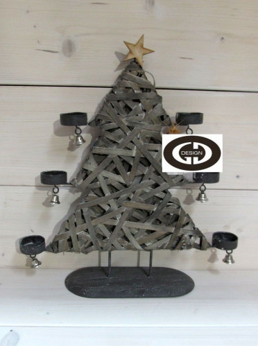 Svietnik vianočný stromček so zvončekmi 36X40 CM