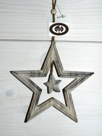 detail Drevená hviezda s malou hviezdičkou GD DESIGN