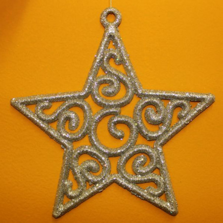 detail Vianočná hviezda zlatá na zavesenie GD DESIGN
