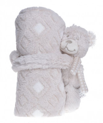 Béžová detská deka s medvedíkom