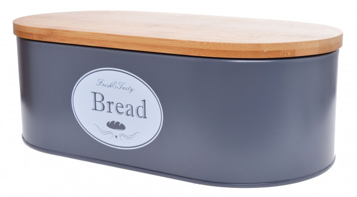 detail Kovový chlebník Bread s bambusovým víkem GD DESIGN