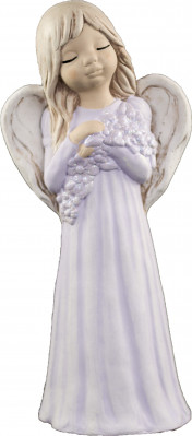 Anjel sadrový Malgosia s kyticou fialový