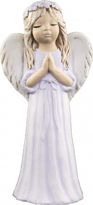 Anjel sadrový Malgosia s venčekom fialový