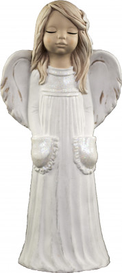 Anjel zo sadry Malgosia s vreckami biely