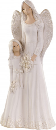 detail Sadrový anjel s dievčaťom Lukrecja biely GD DESIGN