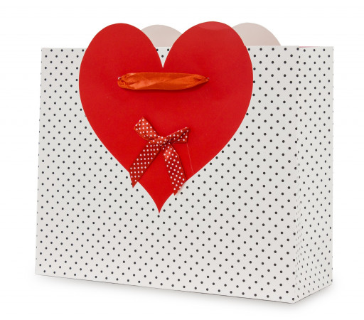 detail Papírová taška puntík s červeným srdcem GD DESIGN