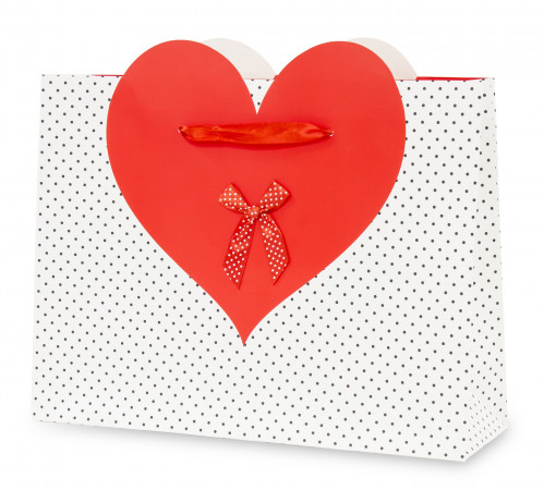detail Papierová taška s červeným srdcom veľká GD DESIGN