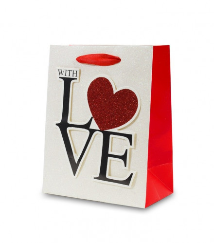 Darčeková taška LOVE bieločervená