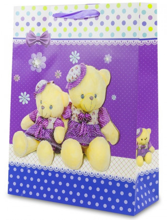 detail Darčeková taška s medvedíkmi fialová  GD DESIGN