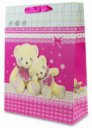 detail Ružová papierová taška s medvedíkmi GD DESIGN